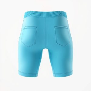 Sky Blue seamless black bike shorts with pockets on a white studio background.
