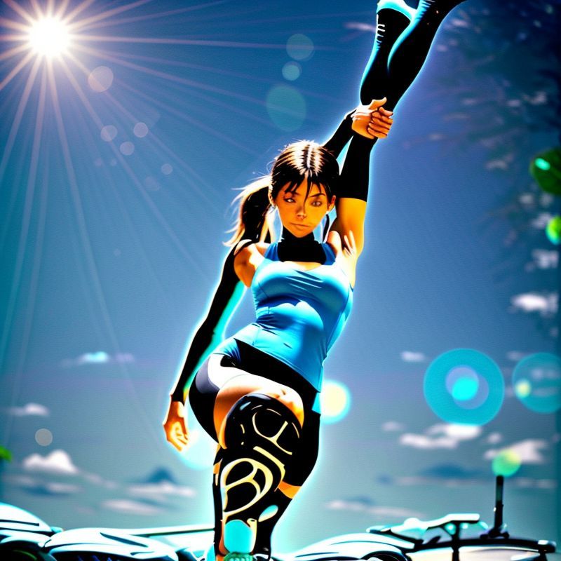 A model wearing black bike shorts with pockets, seamless bike short in Sky Blue, posing in a bright yoga studio.