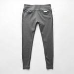 Black leggings with pockets in Heather Grey, active leggings with side pockets on white background.