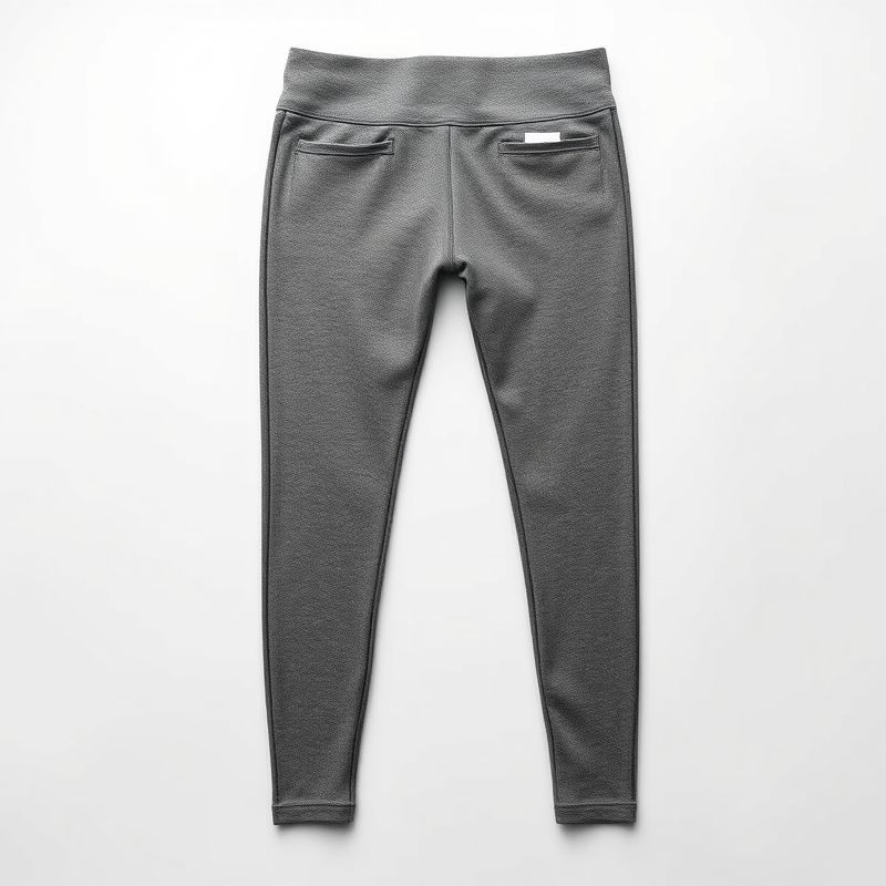 Black leggings with pockets in Heather Grey, active leggings with side pockets on white background.