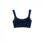 Navy Blue chocolate crop top by Laguna Clothing on a white background.