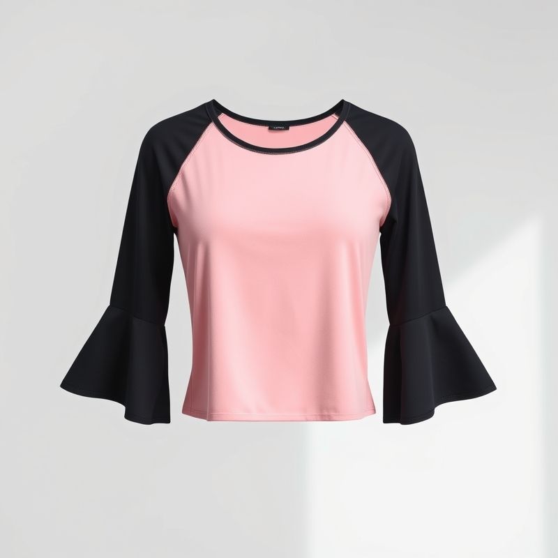 pollinations-flares-black-1-840926 Pastel Pink flares black yoga top on a clean white studio background.