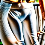 Close-up of the soft, high waisted yoga pants fabric and stitching detail.