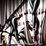 Black hot yoga pants in the Raspberry Leaf Te style on a white background.