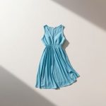 Sky Blue moon dress by Laguna Clothing, neatly folded in a flat lay.