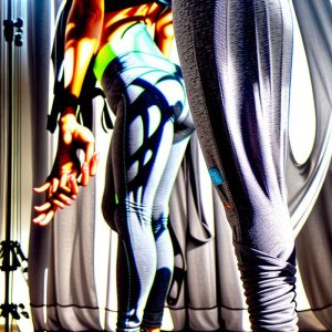 Organic cotton yoga pants in Heather Grey on a white studio background.