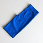 Royal Blue organic cotton leggings Australia, flare style, folded flat lay.