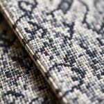 Close-up detail of patterned yoga pants from cloths shops, showing texture and recycled material quality.