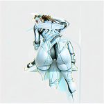 Back view of a model wearing white workout pants with pockets and scrunch bum leggings, studio shot on white background.