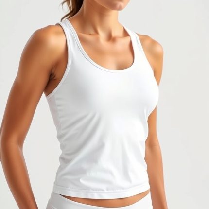 White yoga tanks for women - workout tank in pure white, studio photo on clean background.