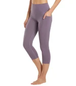 Uphold Solid High Waisted Capri Leggings With Pockets 21"