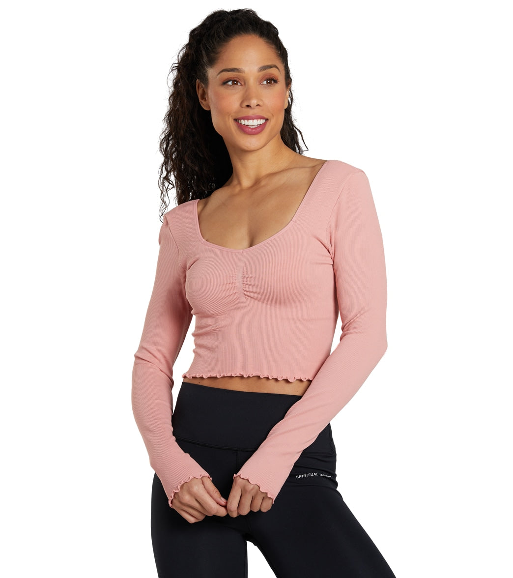 tie up top long sleeve seamless knit